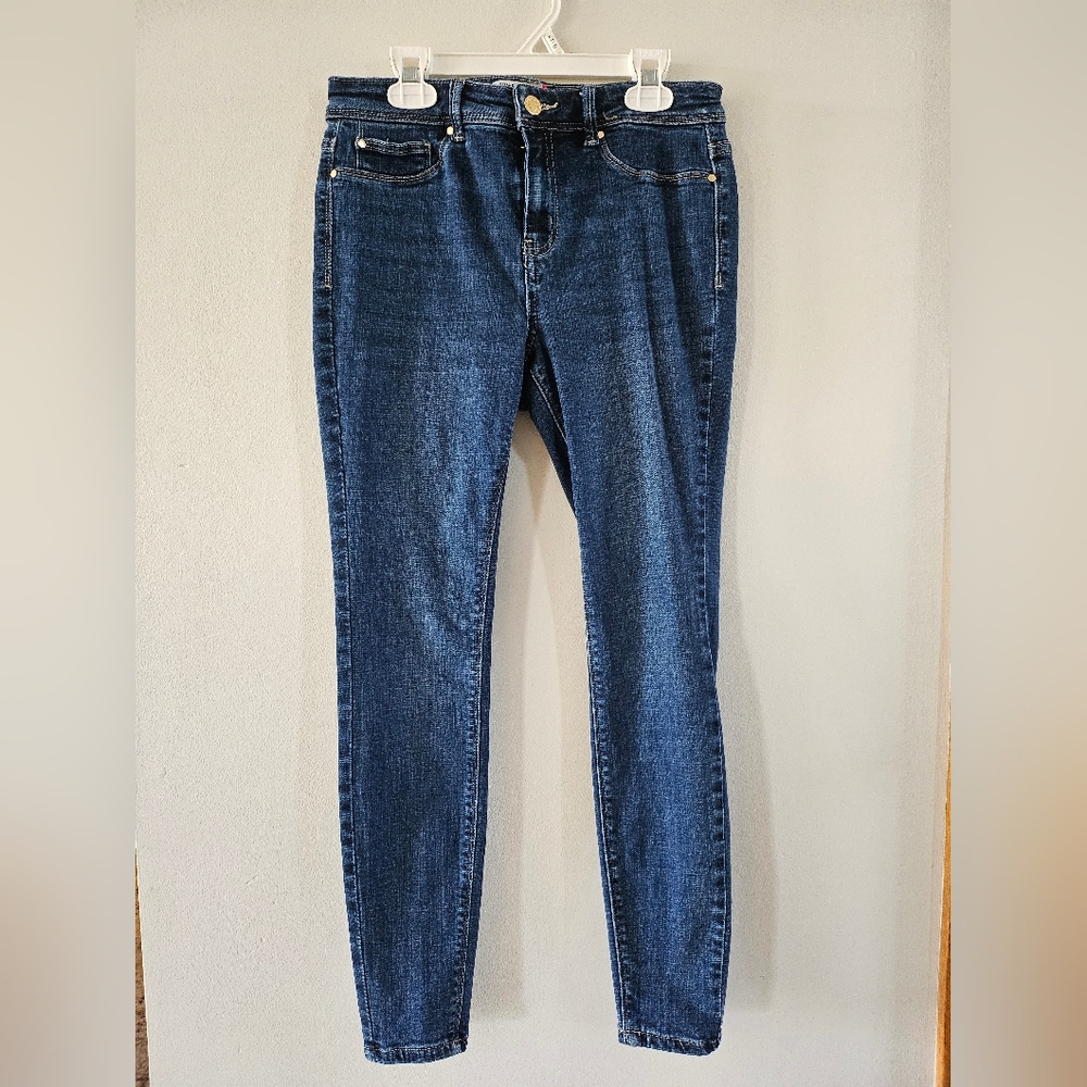 Next Mid Rise Power Stretch Woman's Blue Jeans Leggings Size 6